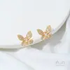 Brincos de Borboleta com Banho de Ouro 14K Zircônio Brincos Acessórios Anel de Pérola Adesiva Anel Material DIY Feito à Mão