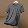 Camiseta de manga corta de seda helada de secado rápido, transpirable, fresca, para deportes y uso casual, de comercio exterior transfronterizo, para hombre, verano, moderna