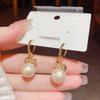 Pendientes coreanos de temperamento, moda, socialité, elegantes, con lazo, perlas, hebilla para la oreja, exquisitos, simples, versátiles, de alta calidad, venta al por mayor