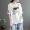 Comercio exterior transfronterizo sobrestock marca camiseta de manga corta de verano para mujer holgada talla grande ropa de mujer camiseta de manga media versátil adelgazante top moderno