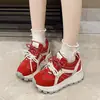 Zapatos deportivos retro coreanos de comercio exterior transfronterizos para otoño e invierno, zapatillas de plataforma de caña baja con bloques de color, zapatos gruesos para mujer que aumentan la altura
