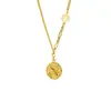 Collar Retro Vietnamita de Oro Arena Estilo Palacio Carácter de Bendición Calabaza Placa Redonda Cadena para Clavícula Joyería Sencilla para Mujer Fabricante Mayorista