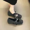 Primer Encuentro Temporada Aumentar Altura Zapatos Mary Jane con Tacón Otoño Invierno Nuevo Estilo Hada Suave Peludos Zapatos Individuales para Combinar con Faldas