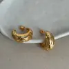 Brincos de Argola em Metal Vazado com Textura de Lava de Alto Padrão para Mulheres, Acessórios de Orelha Únicos, Modernos e Tendências