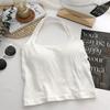 Chaleco de Color Sólido Anti-reflejos de Verano Transfronterizo con Tirantes, Cuello Largo Envolvente, Pecho Envolvente, Copas Fijas, Almohadilla para el Pecho, Ropa Exterior Superior