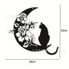 Arte de Pared Gato Luna Explosiones Transfronterizas Decoraciones Metálicas Decorativas Silueta Fácil de Colgar Decoraciones de Pared para Sala de Estar Interior