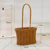 Cesta de Flores para el Día de la Mujer Almacenamiento Mimbre Paja Arte de Hierro Portátil Ratán Regalo Cesta de Flores Inserto para Maceta