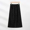 Falda de Algodón y Lino con Lunares Personalizada, Falda Delgada Transpirable de Longitud Media, Cómoda Casual Suelta para el Uso Diario de Mujer