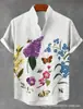 Fábrica de Ropa Xinhui Nueva Camisa Estampada con Patrón de Mariposa Comercio Exterior Europeo y Americano Transfronterizo Holgada Moda Cuello Camisa