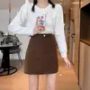 2025 Nueva Falda de Pana Retro Otoño e Invierno para Mujer Cintura Alta Aspecto Adelgazante Anti-Exposición Cubre Cadera Estilo Coreano Falda de Línea A