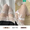 Meias 7/8 Arco Longo para Mulheres Meias Arrastão JK Meias Pretas Meia-Calça com Renda Branca Ins
