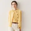 Cardigan de Punto de Cachemira Estilo Nuevo 2026 para Mujer, Cuello Redondo, Hombro Ranglán, Color Sólido, Suave y Holgado, Chaqueta de Manga Larga con Botones