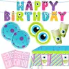 Conjunto de Decoração de Aniversário de Monstro Fofo Colorido Adorável Monstro Pratos de Papel Copos de Papel Caminho de Mesa Topper de Bolo Suprimentos para Festa