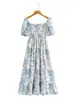 Vestido Feminino de Outono Estilo Europeu e Americano, Novo Estilo Xiaoyanzi, Gola Quadrada, Manga Curta Elástica 21012