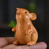 Thuja Zodíaco Mouse Handle Rato Fofo Presente de Aniversário Infantil Hamster Alimentador Madeira Esculpida Presente de Natal