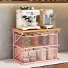Estante de Almacenamiento para Cafetera Hogar Café Estante de Almacenamiento para Tazas de Café Tipo Cajón Deslizante Capa Múltiple Almacenamiento Gran Capacidad