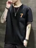 Estilo Coreano 2024 Verano Nuevo Camiseta de Manga Corta para Hombre Estudiante Top de Moda Media Manga Holgada Media Manga