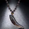 Colgante Diente de Lobo de Obsidiana Helada, Diente de Dragón Estéreo de Obsidiana, Colgante de Collar Lobo de Guerra, Envío Directo de Una Pieza