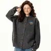 Cardigan Suéter Bordado Divertido Cartoon Retro Americano para Mulheres, Novo Estilo Outono, Jaqueta de Tricô Casual Solta Preguiçosa, Tendência
