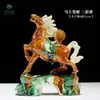 Cavalo de Cerâmica Tang Sancai, Ornamento Artesanal do Ano do Cavalo, Cavalo de Cerâmica para Sala de Estar e Escritório, Sucesso em Tudo, Presente de Decoração para Mesa