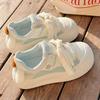 Zapatillas Blancas Gruesas Dulces para Mujer, Malla Doble 2025 Nuevo Estilo Coreano Chic de Nicho Mocasines Deportivos Versátiles