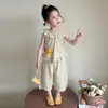Conjunto de Menina Verão Fashion 2026 Novo Estilo Coreano Conjunto de Duas Peças Infantil Roupa de Verão para Bebê Menina Sem Mangas com Calça