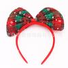 Cross-border nova festa de Natal decoração adulto crianças vermelho e verde xadrez grande nó cabeça fivela bandana grampo de cabelo cocar lote
