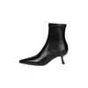 Botines super elásticos para mujer, botas ajustadas, nuevo estilo otoño/invierno, punta fina, cremallera lateral, tacón de aguja, botines individuales para mujer, botines cortos