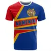 TEUM Venda Quente Amazon Comércio Exterior Padrão Emblema Nacional Armênio Manga Curta Masculina Gola Redonda Camiseta Estilo Versátil