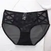2025 Novo Estilo Francês Sexy Renda Vazada Calcinha Feminina Tiras Finas Cruzadas Cobertura do Quadril Renda/Tule Roupa Íntima