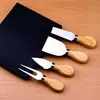 Cuchillo para Queso de Acero Inoxidable Manija de Roble Juego de Cuatro Piezas Cuchillo para Mantequilla de Cocina