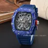 Al por mayor en stock de fábrica Comercio exterior transfronterizo Reloj de cuarzo de moda moderno con forma de barril Richard de fibra de carbono hueco para hombre