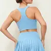 Conjunto de Roupa de Tênis para Mulheres: Top Esportivo Nadador, Saia Plissada de Cintura Alta Anti-Exposição para Tênis, Roupa de Fitness Respirável de Secagem Rápida