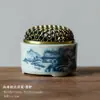 (Oferta especial) Tetera de Estilo Antiguo Tianqing Ru Kiln con Esmalte Craquelado y Tapa de Tres Piezas, Taza Maestra de Cerámica Azul y Blanca Taza de Degustación