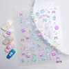 Nuevas Pegatinas para Uñas Florales de Color Sólido con Relieve 5D Oso Animal Lindo Pastel Lazo Guka Funda de Teléfono Pegatinas para Uñas