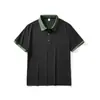 Fábrica de comercio exterior transfronterizo camiseta polo de seda helada con sensación de frescura corte regular bicolor transpirable cuello camisero manga corta para hombre