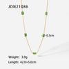 Collar, pendientes, pulsera y anillo de acero inoxidable para mujer, estilo retro francés, con circonitas verdes