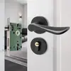 Fechadura Magnética Universal Silenciosa para Porta de Quarto Doméstica Preta para Interior Fechadura Silenciosa para Quarto Maçaneta de Porta de Fechadura Dividida Estilo Americano