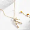 Novo colar pingente feminino formato de menina dançando fofa com strass incrustado fabricantes atacado