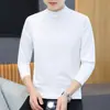 2025 Nueva Camiseta Casual de Manga Larga para Hombre con Cuello Alto Medio Otoño Capa Base Ropa Interior Blanca