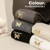Medias para niños, otoño e invierno, forro polar, lazo dorado, rayas gruesas, leggings para niñas, calcetines finos de terciopelo cepillado, venta al por mayor