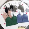 Camisola deportiva elástica con cremallera y hebilla frontal para mujer, ropa interior de verano con almohadilla para el pecho