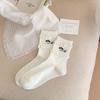 Novedad primavera y verano 2025 máquina todo en uno bordado sin hueso perro salchicha tendencia calcetines transpirables para mujer calcetines creativos blanco y negro malla