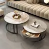 Atacado transfronteiriço de mesas de centro de ardósia para salas de estar, mesas laterais redondas simples e modernas para apartamentos pequenos, mesas de chá comerciais