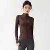 Conjunto de Dos Piezas de Yoga de Alta Elasticidad con Sensación de Segunda Piel para Mujer, Cuello Alto, Botón de Pulgar, Ropa Deportiva, Ajustado, Pantalones de Fitness para Levantar Glúteos
