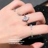Anel Empilhado Vintage Italiano com Gema Olho de Cavalo Banhado a Ouro 18K Anel de Zircônia Amor Escovado