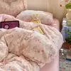 Juego de funda de edredón de gasa de doble capa con lunares de sal marina, juego de cuatro piezas, adecuado para camas matrimoniales, amigable con la piel, ropa de cama, ropa de cama para dormitorio, juego de sábanas individuales, juego de tres piezas