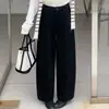 Pantalones de Lana de Pierna Ancha de Moda para Mujer Otoño/Invierno 2026 Nuevos Pantalones Cropped de Cintura Alta Adelgazantes Elegantes Versátiles Casuales