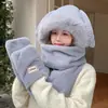 Sombrero para Mujer 2026 Invierno Nuevo Estilo Orejas de Conejo Lindas Bufanda y Guantes de Felpa Todo en Uno Caliente Protección para Orejas Calentador de Cuello