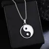 Collar Colgante de Tai Chi Yin y Yang Retro Europeo y Americano Incrustado de Diamantes Cadena de Lana Personalizada Colgante de Moda Accesorios de Acero Inoxidable